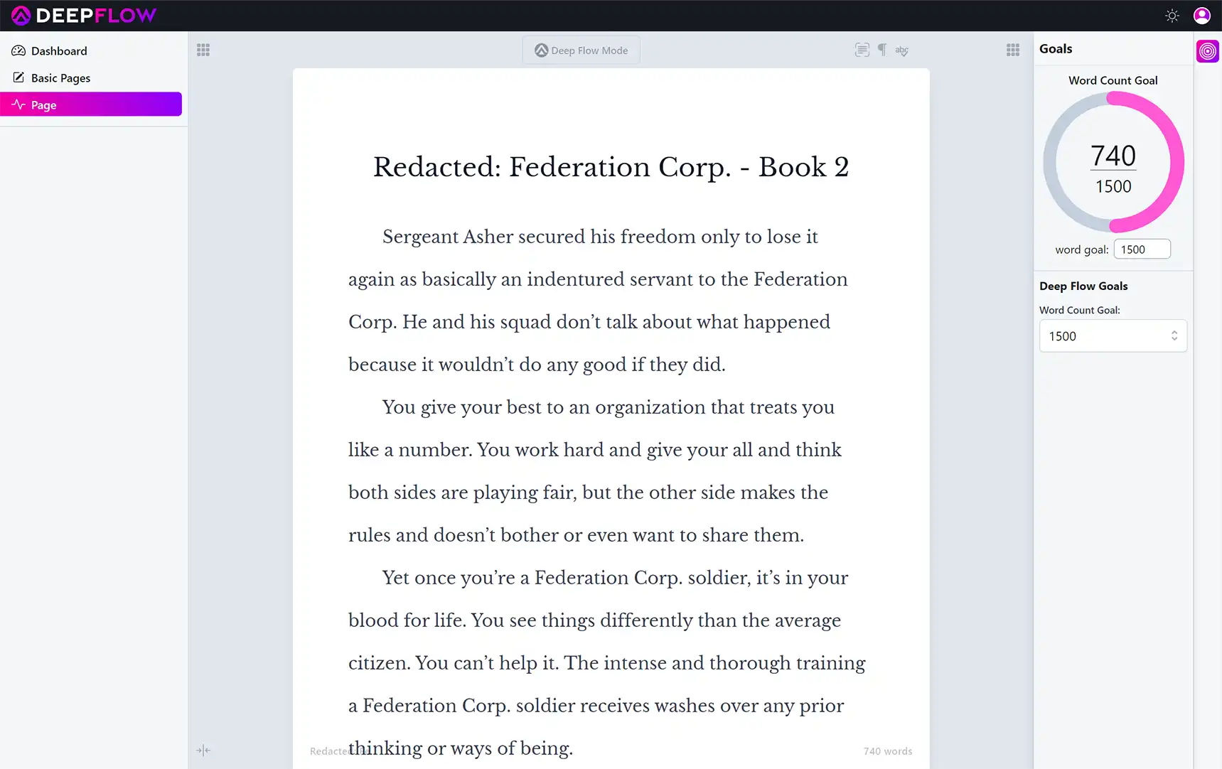 Deep Flow Writer - app screenshot